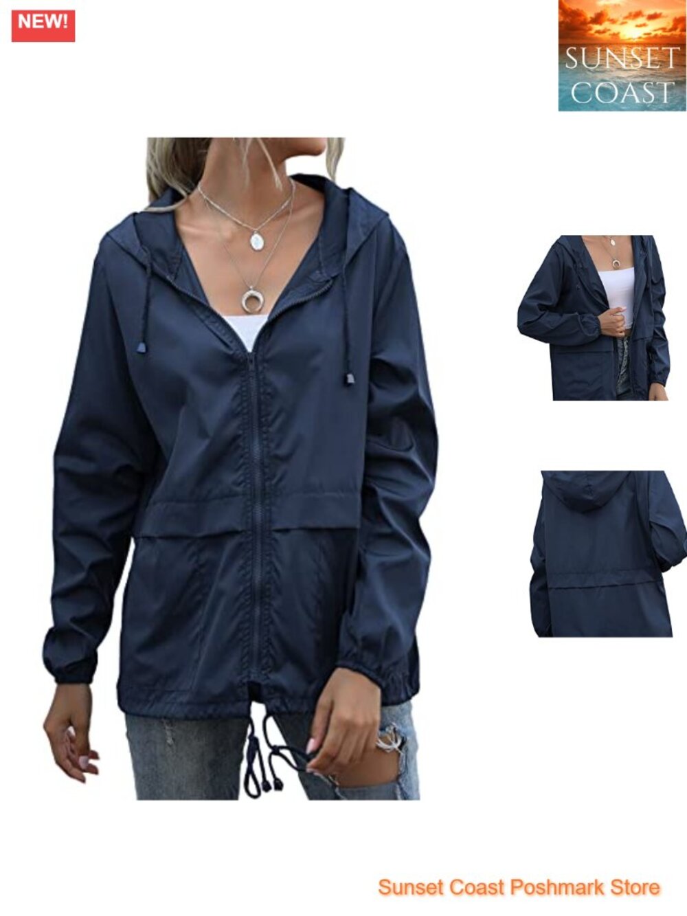 Women's Lightweight Waterproof Raincoat Packable Hooded Windbreaker